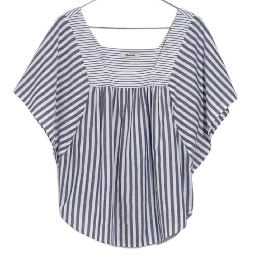 MADEWELL‎ women’s square neck blue stripe top size 2X